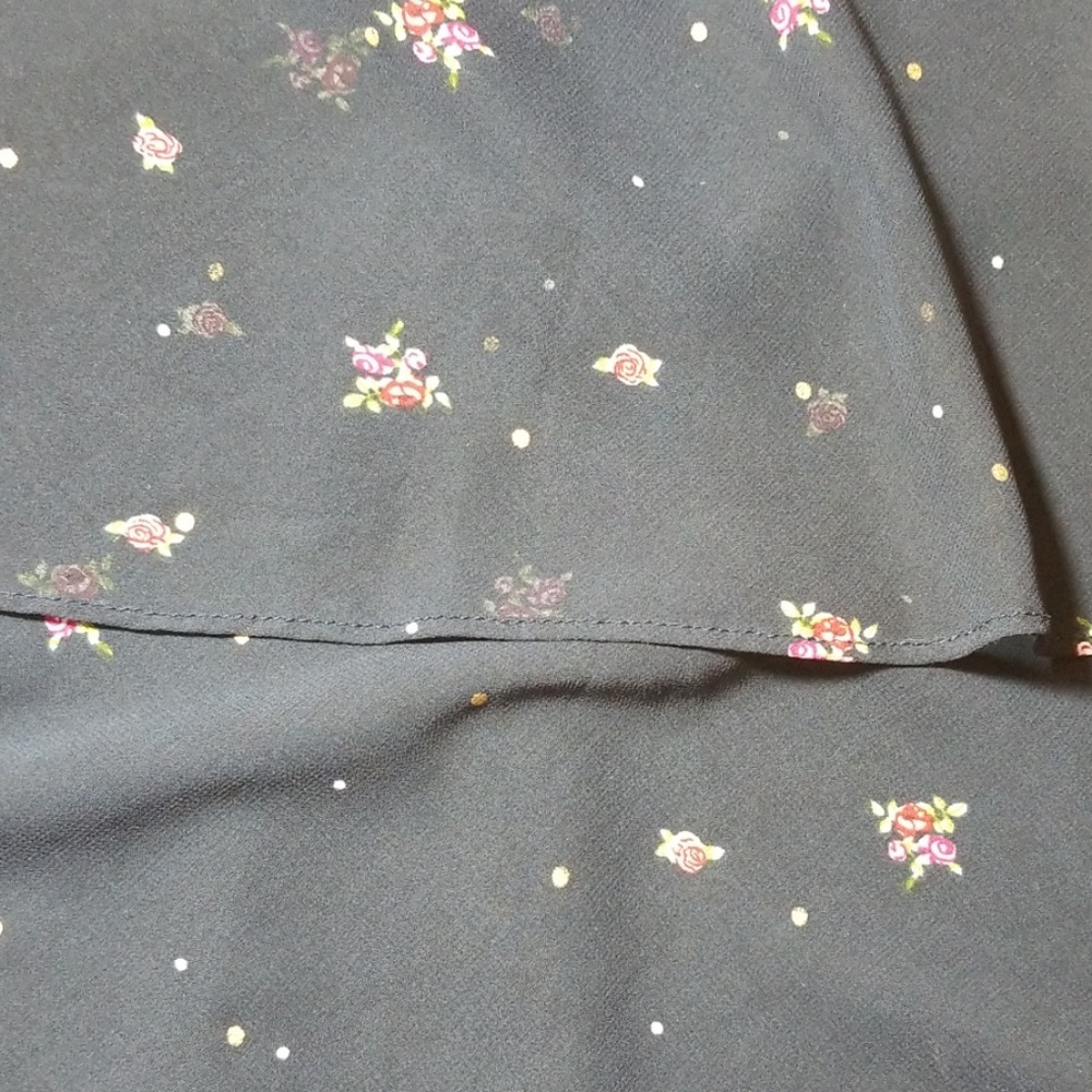 Cabi Navy Blue Floral Print & Gold Polka Dots Camisole Tank Women's Size S - Picture 4 of 5
